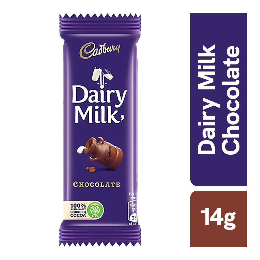 Cadbury Dairy Milk Chocolate 14 gm, Sourced Cocoa