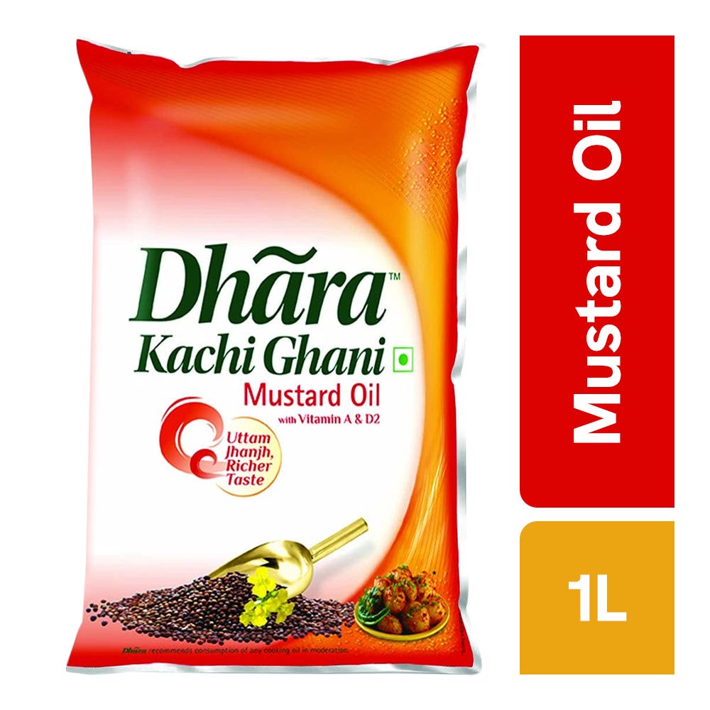 Dhara Kachi Ghani Mustard Oil 1ltr Pouch Pack