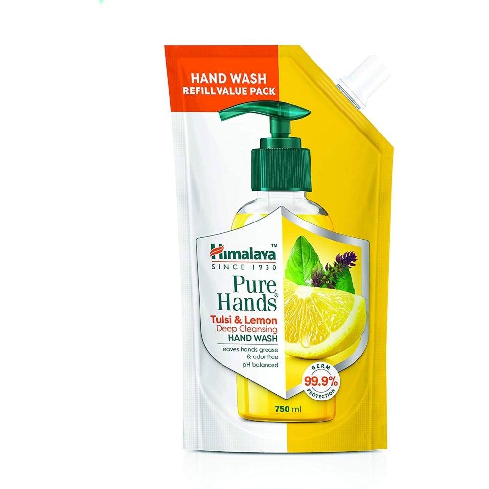 Himalaya Pure Hands Deep Cleansing Tulsi And Lemon Hand Wash Refill Pouch - 750Ml