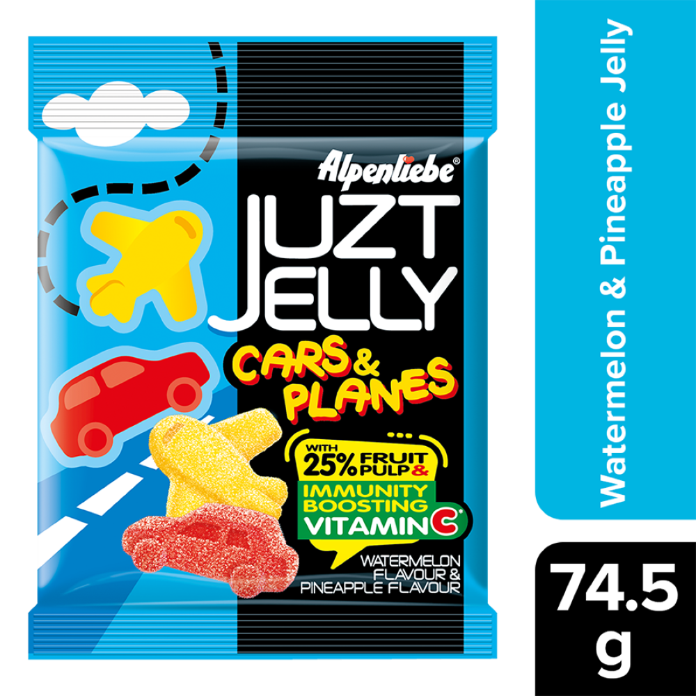 Alpenliebe Juzt Jelly Assorted Flavour Cars & Planes Pouch 74.5G