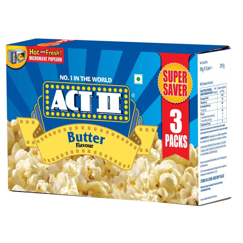 Act Ii Butter Microwave Popcorn 3'S Pack 99G
