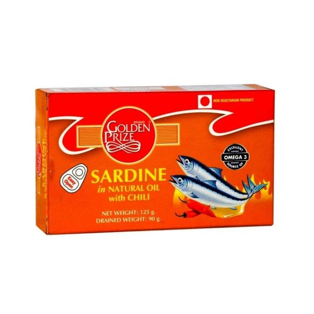 Golden Prize Sardine In Natural Oil With Chilli Can 125G