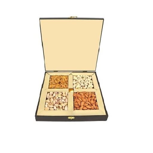 Dry Fruit Wooden Box 510G- Cashew Premium 100G Almond 140G Raisins 150G Pistachio Roasted 100G