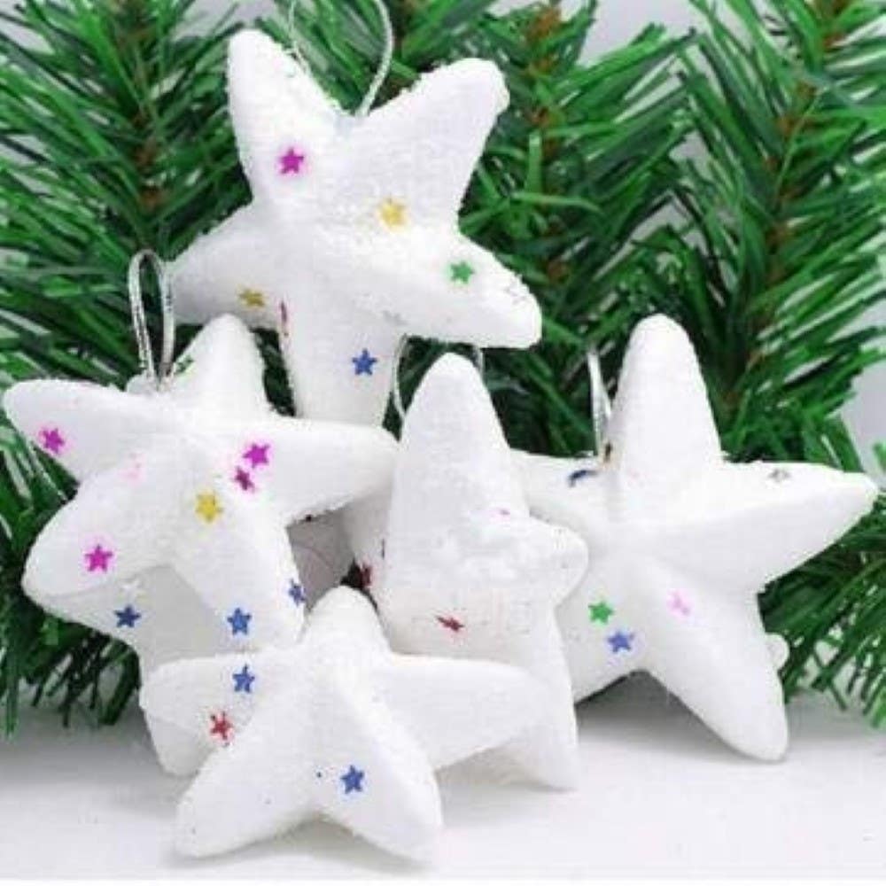 Christmas Tree Decoration Snow Star 6Pc