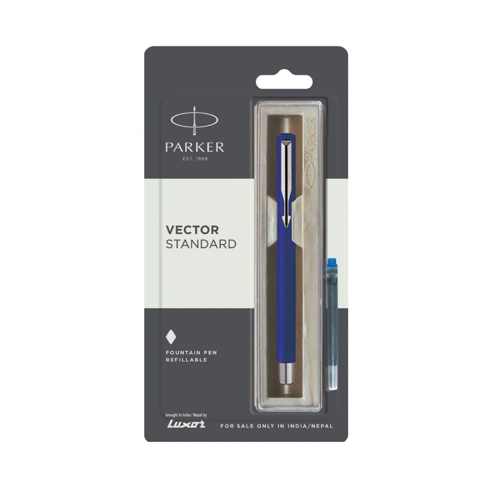 Parker Vector Standard Crome Trim Fountain Pen Assorted Colour